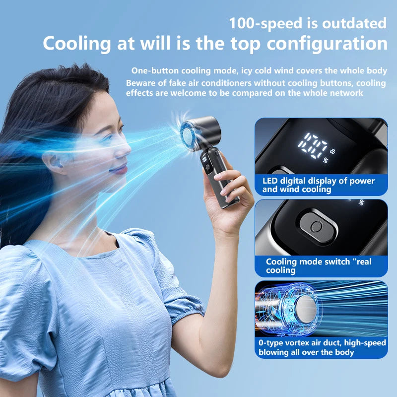 Lenovo Foldable/Hangable USB Desk Fan Ice Cooling Handheld Fan 100 Speeds Turbo Portable for Outdoor Fast Chill Ice Compress New Pi-Mart