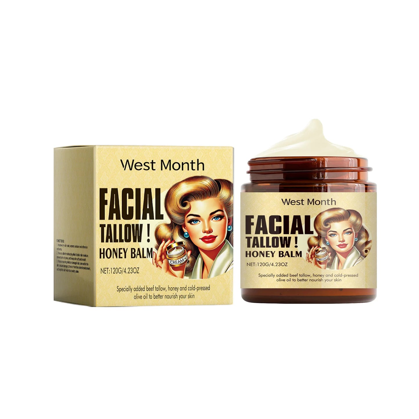 Beef Tallow Face Cream Anti-Wrinkle Moisturizing Dry Improve Redness Soothing Repair Firming Nourishing Smooth Facial Skin Care Pi-Mart