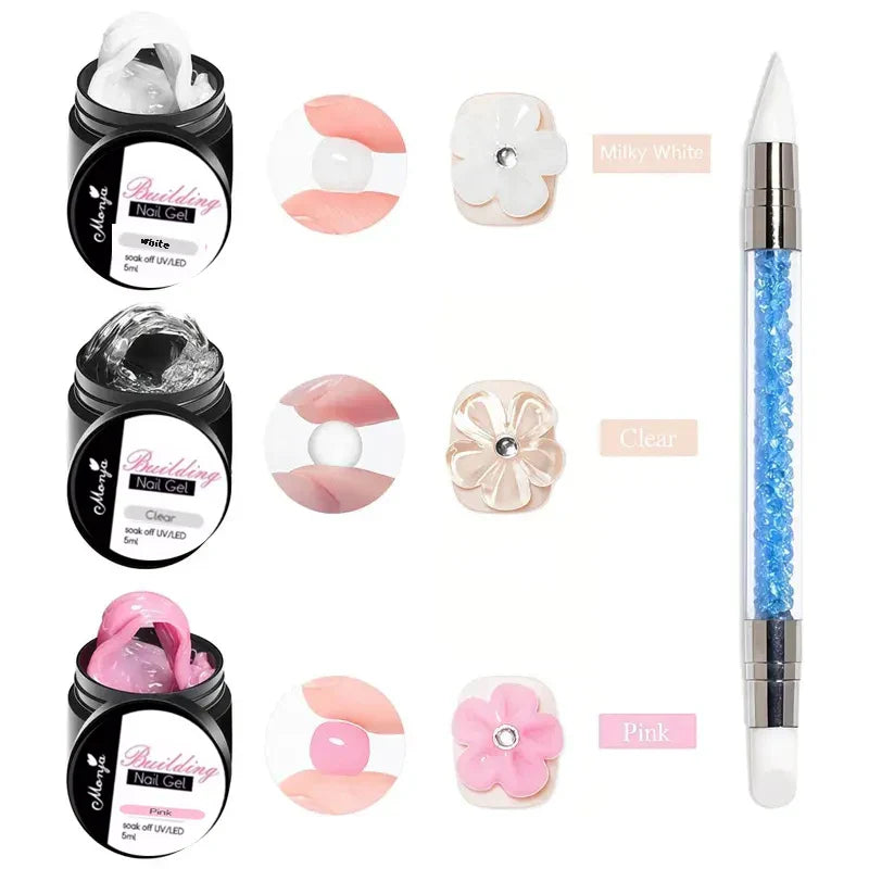 5G Crystal Soft Solid Extension Nail Gel Clear NudePink Aerylie Carving Flower Jelly shaping DlY Model Manicure Tri Light Beauty