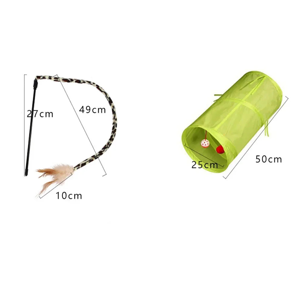 Kitten Toys Variety Pack-Pet Cat Toys Combination Set Cat Toy Funny Cat Stick Sisal Mouse Bell Ball Cat Supplies Pi-Mart