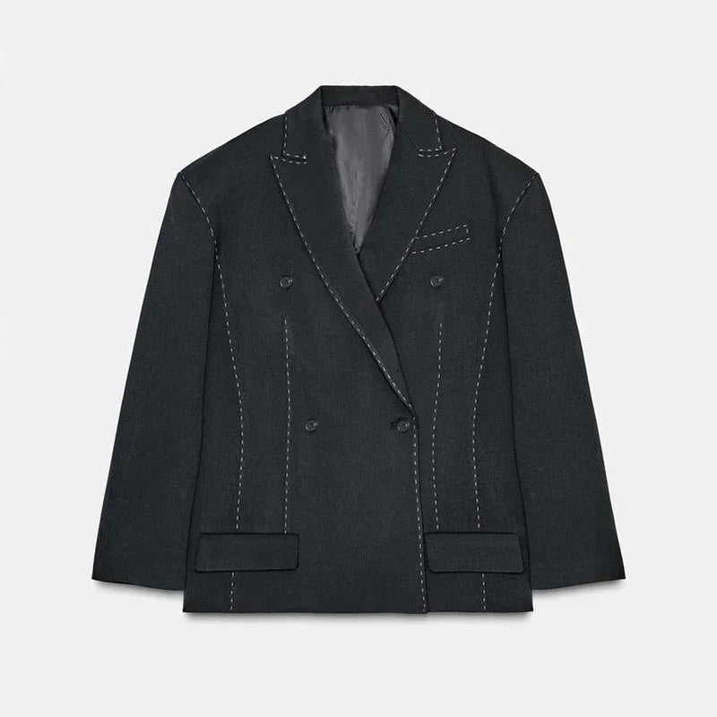 Solid Lapel Blazer Women Coats Fashion Full Sleeve Pocket One Button Jackets 2026 Autumn Daily Office Lady Commute Outwear LadyShow.Store