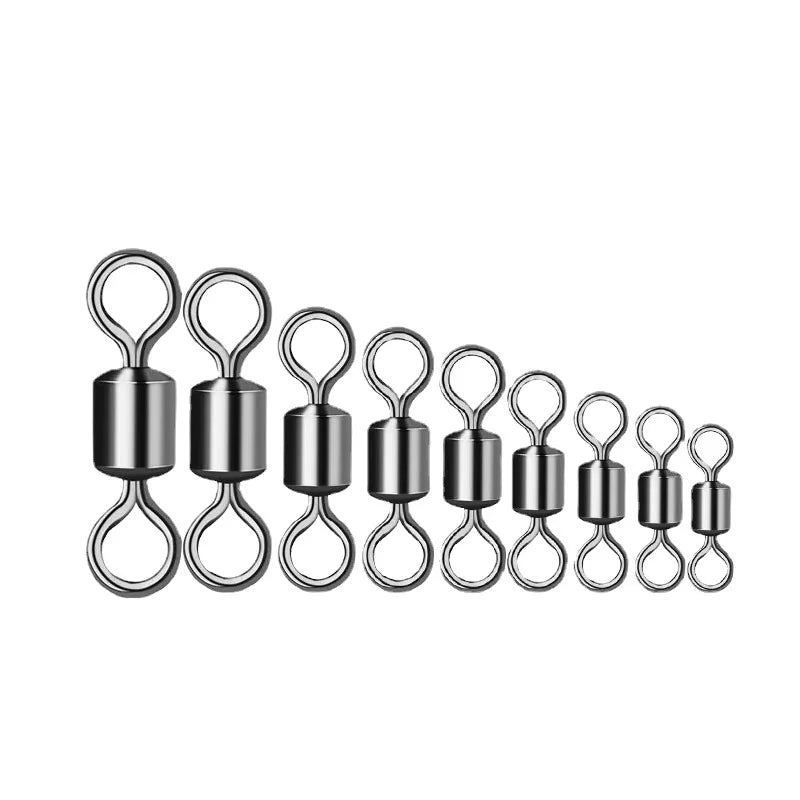 50pcs Fishing Swivels Rolling Swivels Solid Stainless Steel Rings Fishhooks Lure Connector for Fishing Accessories Pi-Mart