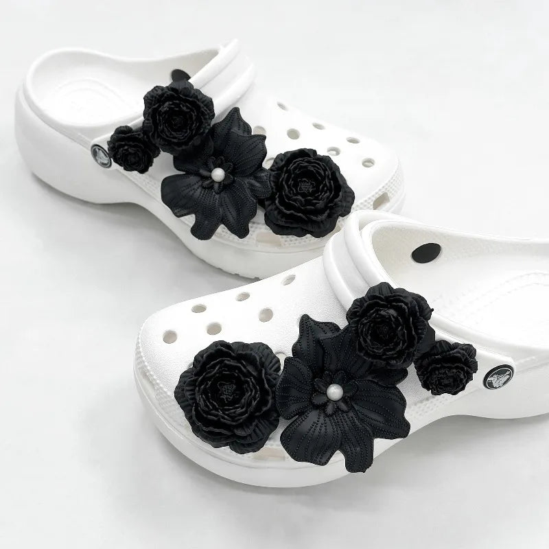 Cute Shoe Charms Set DIY Flower Hole Shoe Buckle Shoes Accessories 3D Flower Bouquet Bone White Hole Shoe Decorations For Women Pi-Mart