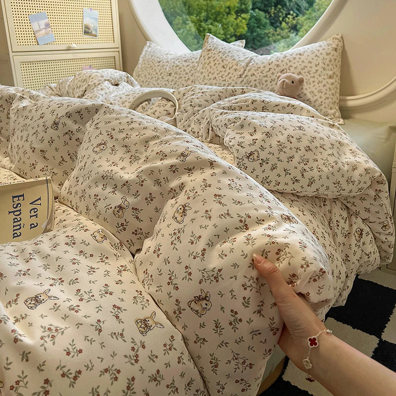Floral Style Duvet Cover Soft Quilt Cover Single/Double/Queen Size Comforter Covers Girls Room Bedding (Pillowcase Need Order) Pi-Mart