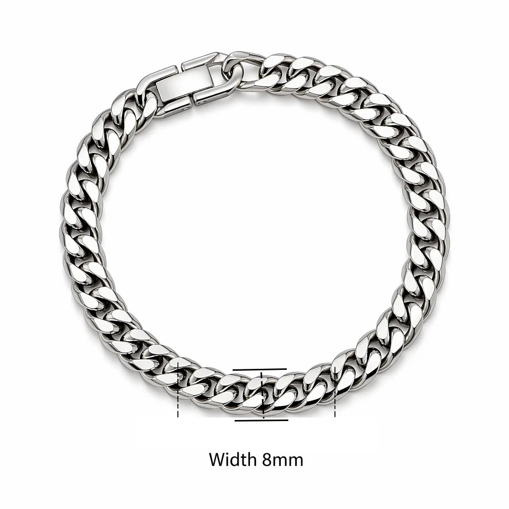 New Trendy Cuban Chain Men Bracelet Classic Stainless Steel 3/5/7/9mm Width Chain Bracelet For Men Women Jewelry Gift Pi-Mart