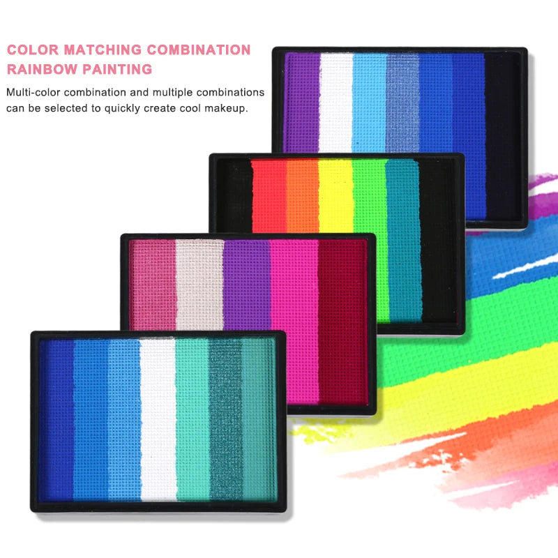 50g Facial and Body Paint Palette,Non-Toxic Rainbow Water-Soluble Body Paint for Rainbow Festival,Cosplay,Party,Art,Stage Makeup Pi-Mart