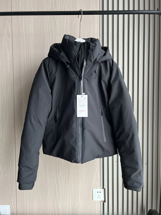 ETJ 2025 Autumn/Winter New  women's short imitation wind waterproof hooded thick warm cotton jacket Outdoor coat 4749703 LadyShow.Store