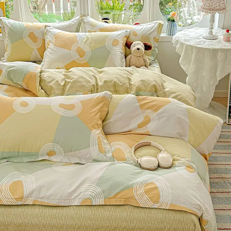 100% Cotton Bedding Set Duvet Set, Quilt Cover Pillow Sham, Wrinkle Free Machine Washable, All Season Comfort 240x220 Pi-Mart