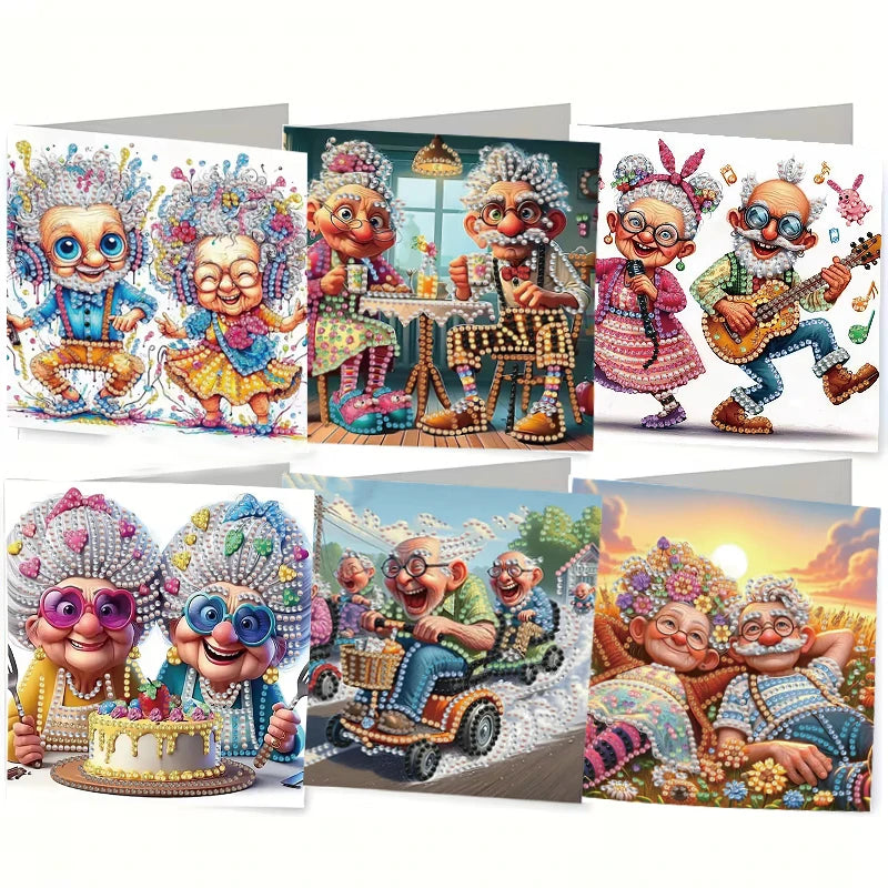 6-Piece/Set DIY Diamond Painting Kit Birthday Card Kit, Unique Flower Pattern Design, Rhinestone Diamond Painting Art Mosaic Pos Pi-Mart