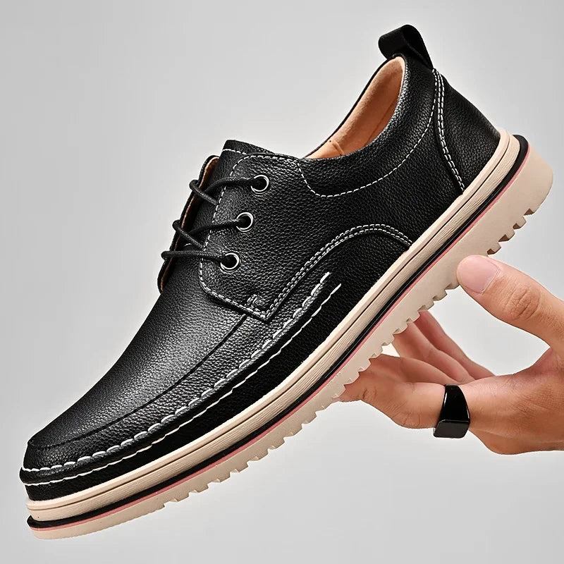 Leather Men Oxfords Shoes Handmade Italian Mens Casual Shoes  Brand Leisure Male Loafers Pi-Mart