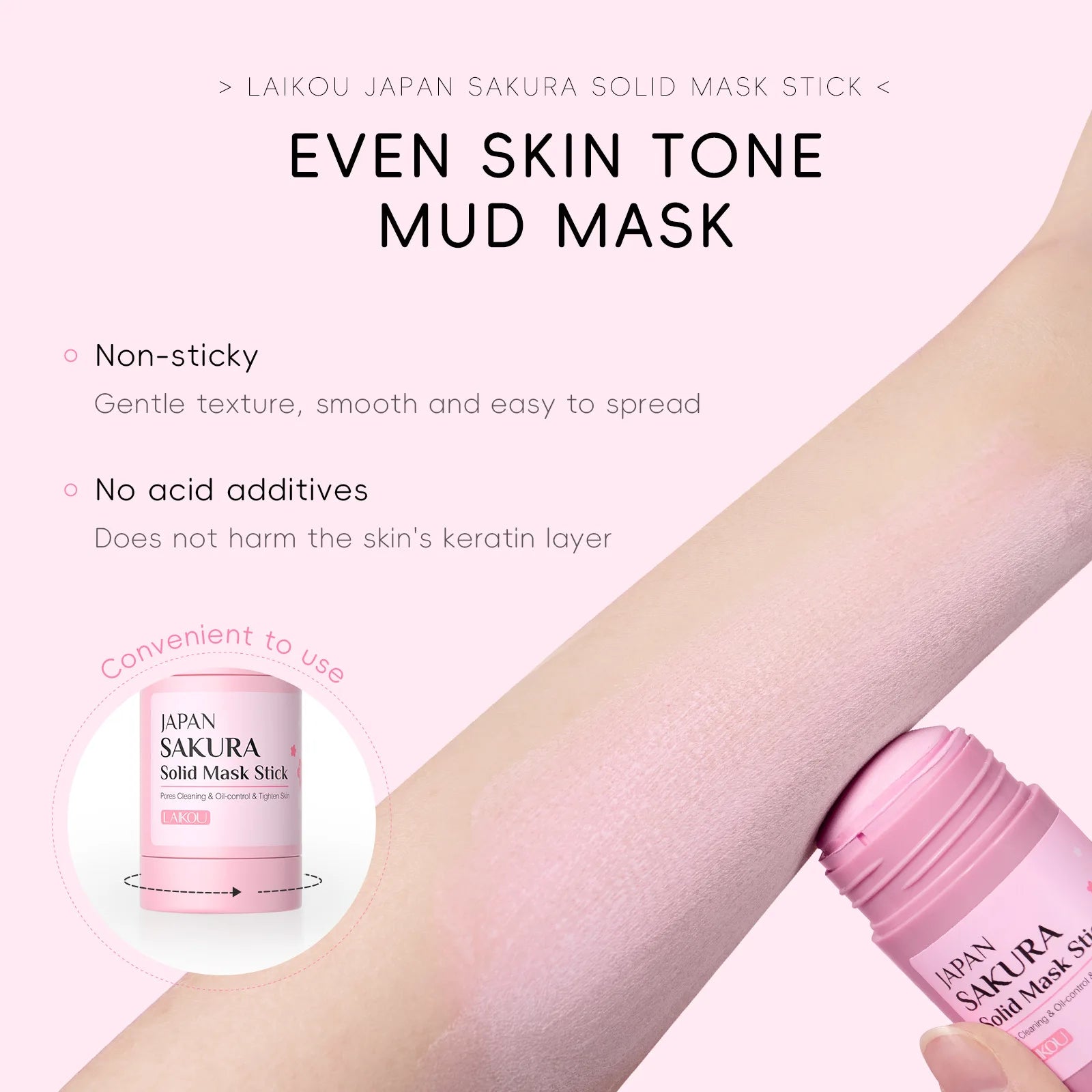 Sakura Solid Face Mask Stick Deep Cleaning Green Tea Facial Mask Reduces Blackhead Pores Oil Control Moisturizing Mud Mask 40g Pi-Mart
