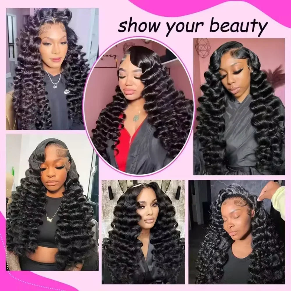 Loose Deep 13x6 Lace Front Human Hair Wig 30 40 Inches Brazilian Water Deep Wave 13x4 HD Lace Frontal Wig Curly Wigs For Women LadyShow.Store