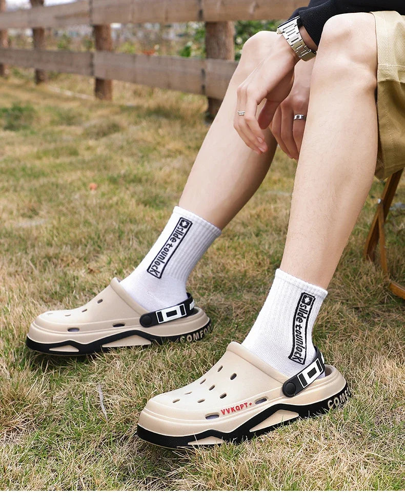 New fashion sandals Men's EVA casual comfortable hole garden shoes outdoor men's beach sandals indoor home unisex slippers Pi-Mart