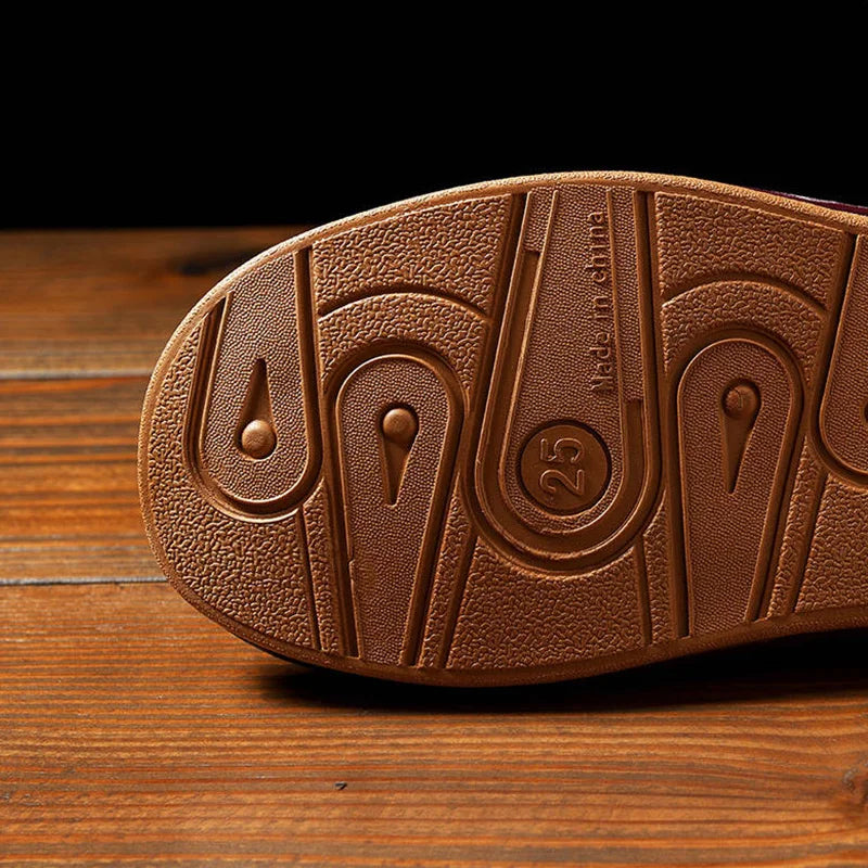 Luxury Men Leather Handmade Women Home Slippers Autumn Winter Plush Slip on Soft Black Brown Bedroom Indoor Flat Men Shoes Pi-Mart