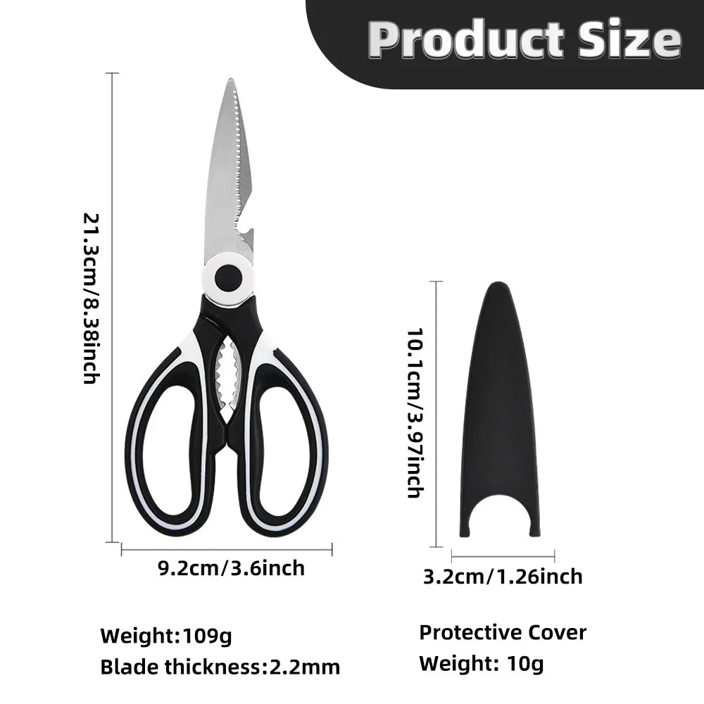 Multifunctional Scissors Kitchen Stainless Steel Scissors Chicken Bone Meat Fish Killing Dedicated Household Gadgets Scissors Pi-Mart