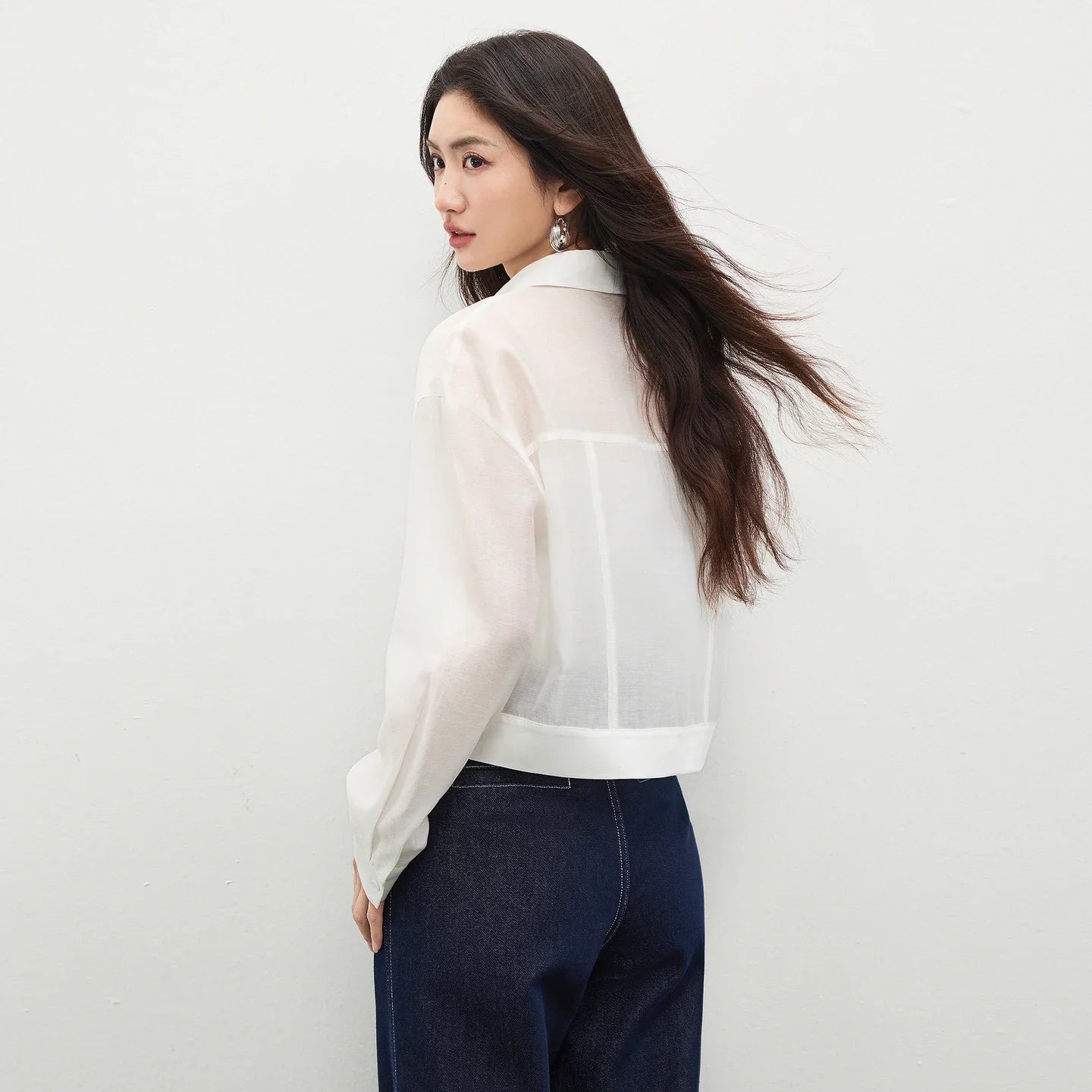 SENTUBILA Lyocell Shirt Women Sun Protection See-Through Tops 2026 Spring Summer Short Shirt Jacket Woman Shackets Q61WF6012 LadyShow.Store