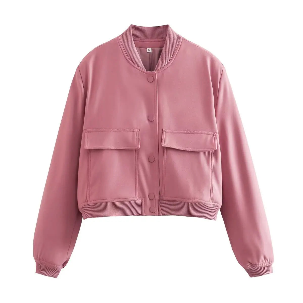 Willshela Women Fashion Solid Bomber Jackets Coat With Pockets V-Neck Single Breasted Long Sleeves Female Chic Lady Outfits LadyShow.Store