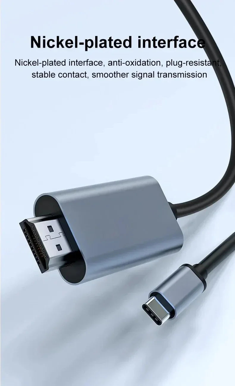 4K HD Video Conversion Cable Typec To Hdtv Same Screen Cable TV Computer 2 Meters Braided Screen Projection Cable Pi-Mart