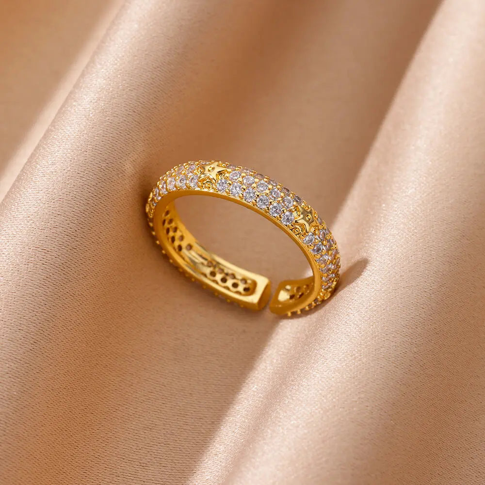 Zircon Geometric Heart Rings For Women Stainless Steel Gold Color Wedding Ring Luxury Aesthetic Jewlery Couple Gift 2026 Pi-Mart