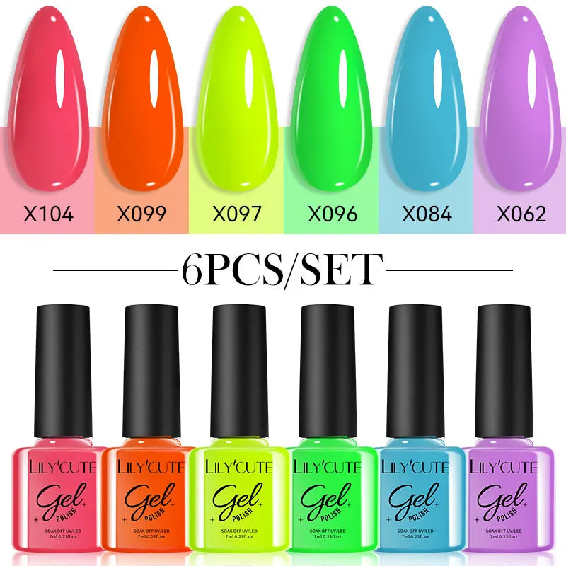 LILYCUTE 6Pcs/set 7ml Coffee Series Gel Nail Polish Kit 125 Colors Manicure Semi Permanent Soak Off UV Nail Art Gel Varnish Tri Light Beauty