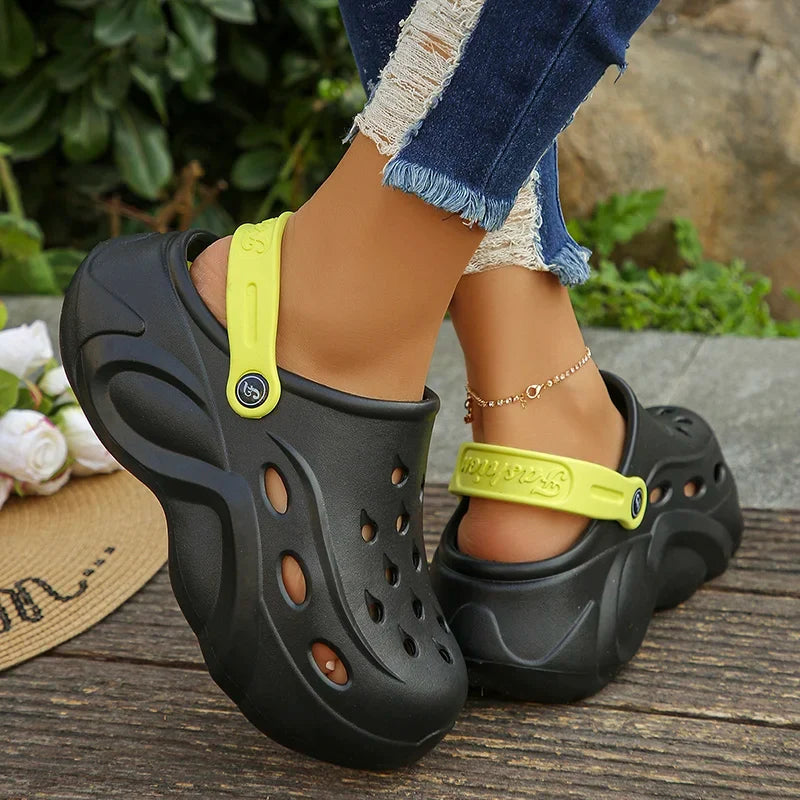 Chunky Platform Clogs Sandals Women 2024 Summer Soft Thick Bottom Beach Garden Shoes Woman Slide Non Slip Eva Wedge Slippers LadyShow.Store