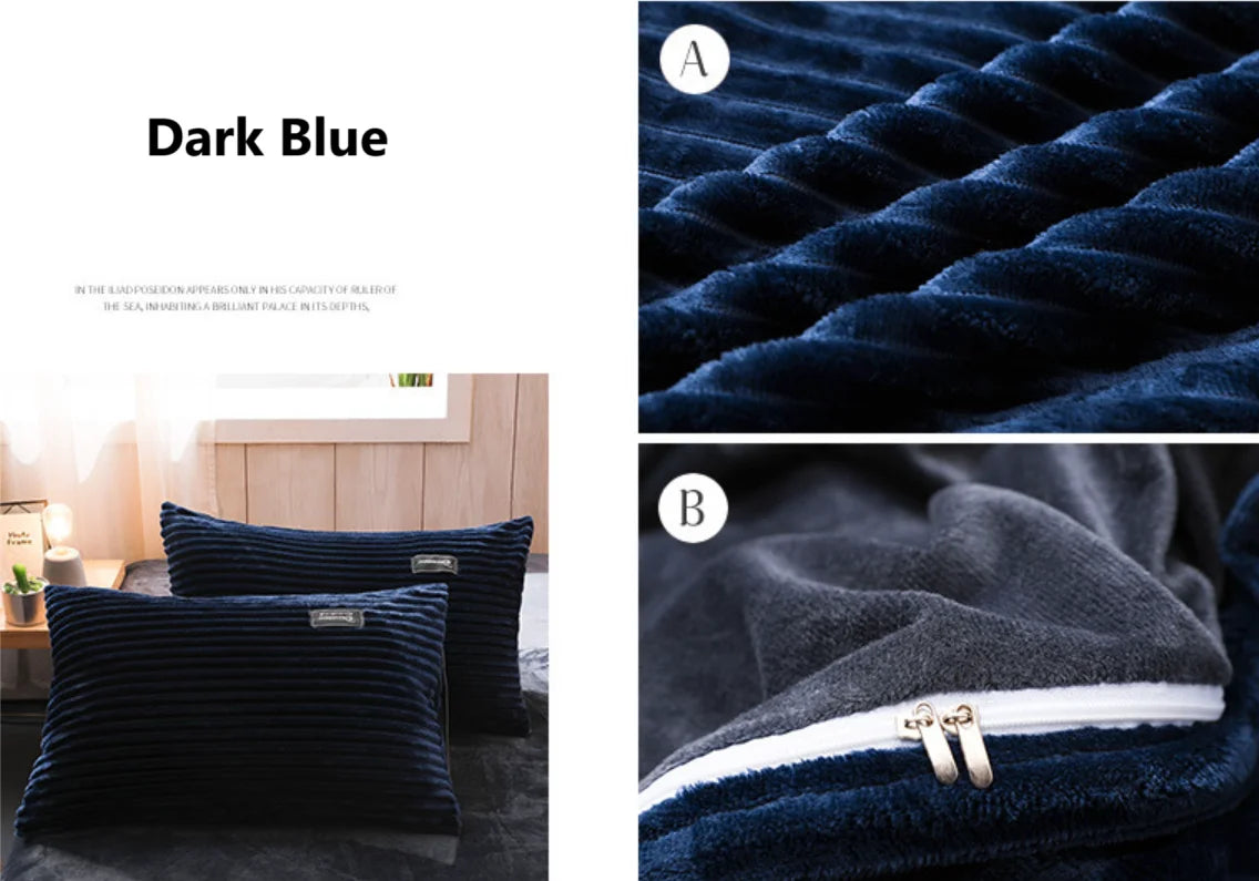 Warm Winter Duvet Cover Bedding Set Thick Solid Color Velvet Double Soft Quilt Cover Twin Queen King Comforter Cover Sets 220*24 Pi-Mart