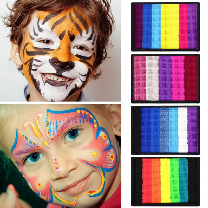 50g Facial and Body Paint Palette,Non-Toxic Rainbow Water-Soluble Body Paint for Rainbow Festival,Cosplay,Party,Art,Stage Makeup Pi-Mart
