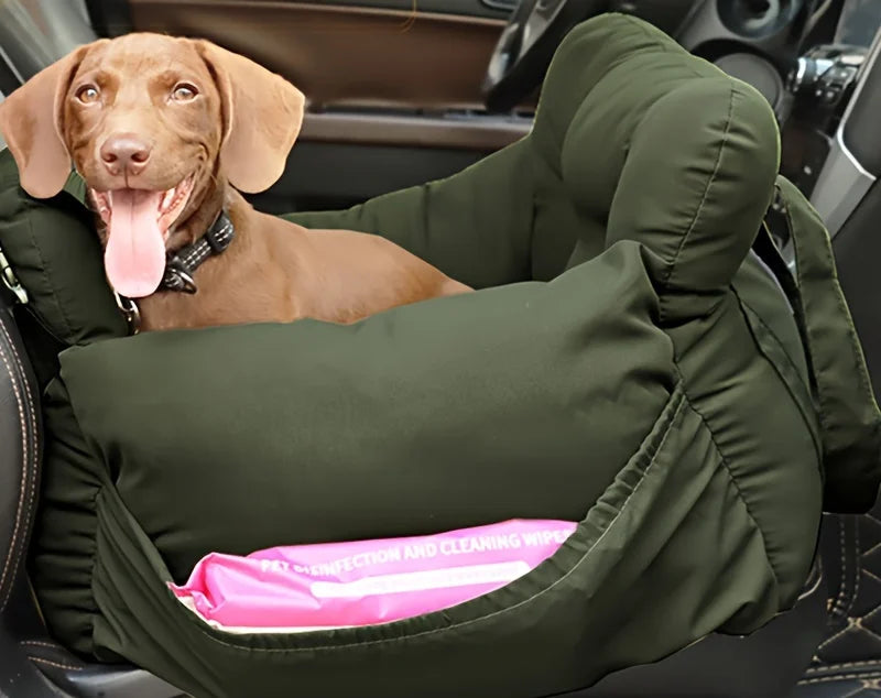 Dog Car Seat with Safety Belt - Non-Slip Pet Car Bed for Small Dogs, Washable Travel Carrier with Secure Straps for Safe Car Pi-Mart