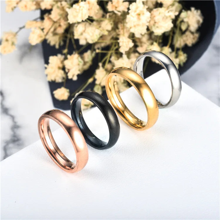 Simple 6mm Titanium Ring Women Men Prevent Allergy High Polished Wedding Rings Stainless Steel Couple Finger Jewelry Gifts Pi-Mart