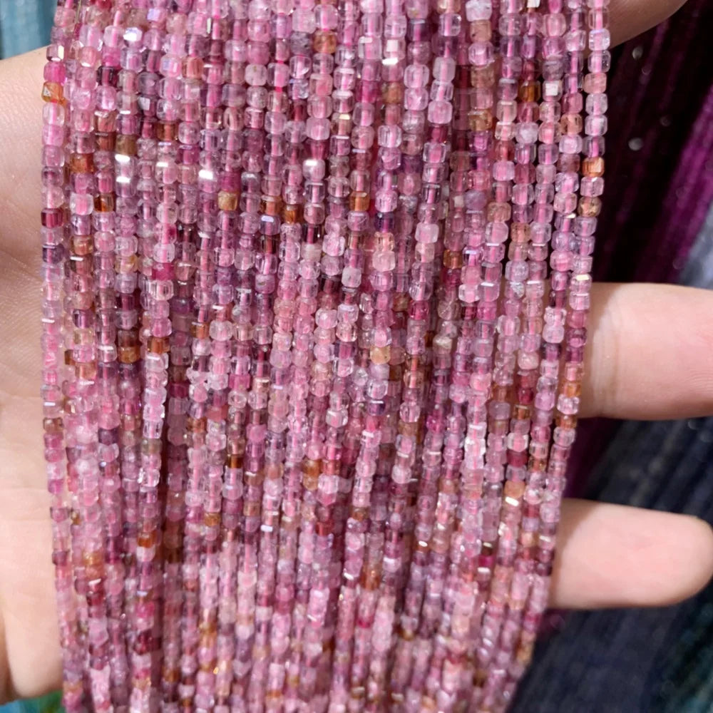 2x2mmNatural Colored Tourmaline Blue Tourmaline Faceted Cube Beads Square Stone Beads for JewelryDIY Making  Gemstone Loose Bea Pi-Mart