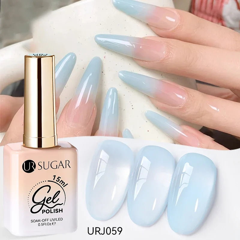 UR SUGAR 15ml Jelly Milky White Translucent Color Gel Polish Semi Permanent UV Gel Nail Art Soak Off Gel Varnish Latest Fashion Tri Light Beauty