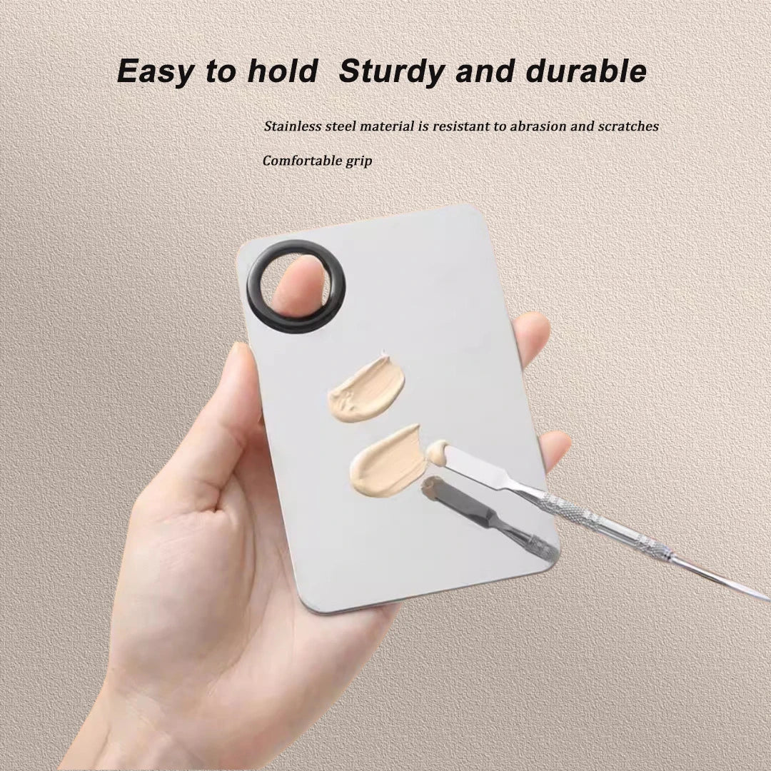 Makeup Mixing Palette Foundation Lipstick Eye Shadow Stainless Steel Mixer Palette with Spatula Mixing Stick Beauty Tools Nail-A Pi-Mart