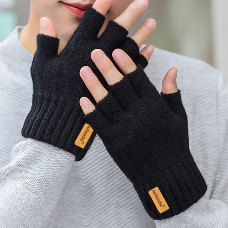 Fashion Winter Autumn Knitted gloves Warm Plush Fingerless gloves for men & Women outdoor sport touchscreen gloves Pi-Mart