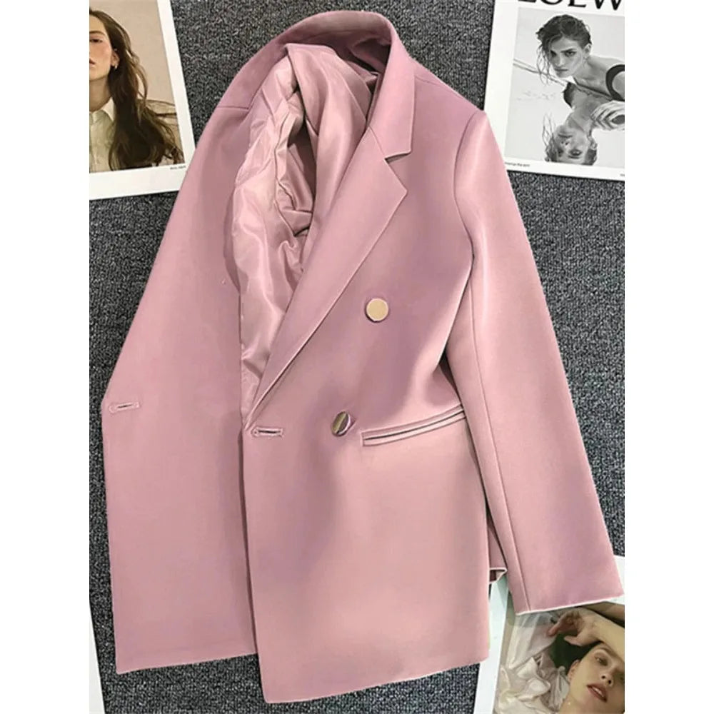 Women Suit Blazer Elegant Coat 2025 Spring Autumn Fashion Korean Blazer Luxury Double Breasted Jacket Solid Ladies Tops Clothes LadyShow.Store