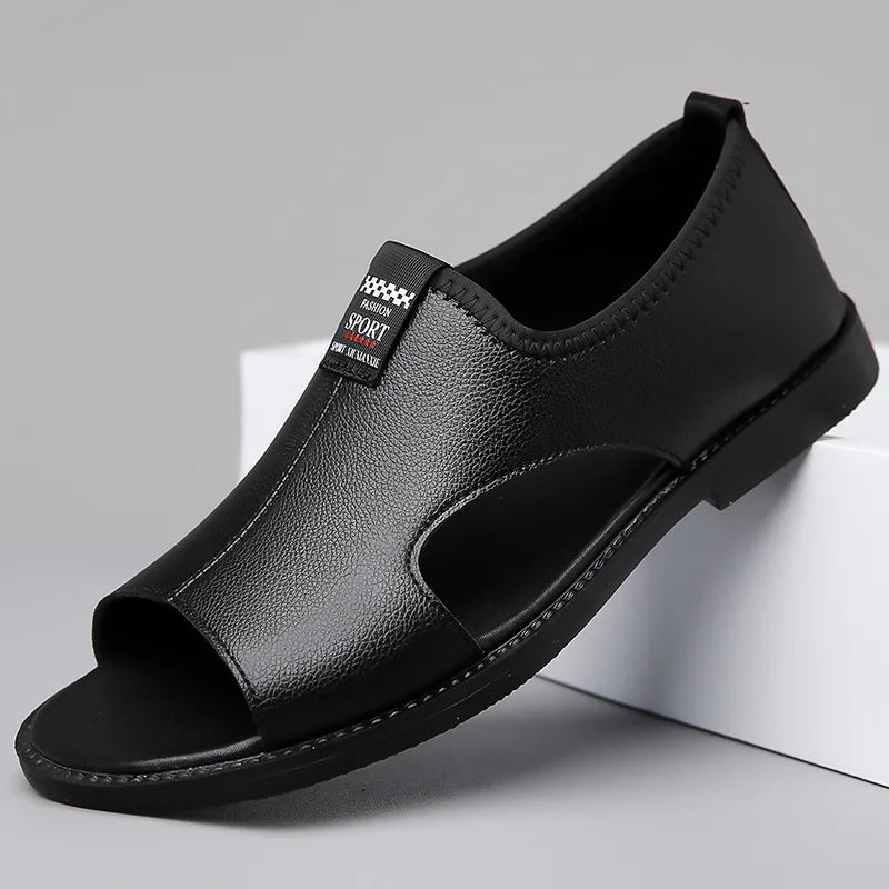 Brand Man Sandals Designer Fashion Leather Casual for Men Summer Comfortable Beach Slippers Outdoor Non-slip Men Sandalias 2026 Pi-Mart