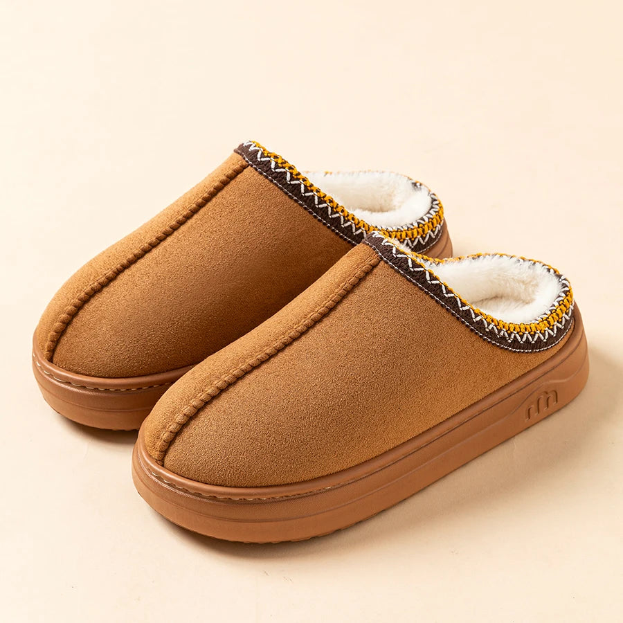 Winter Women's Slipper Fashion Fuzzy Fur Anti-slip Soft Sole Outdoor Indoor Warm Comfort Men Leisure Plush Houseshoes Couple Pi-Mart