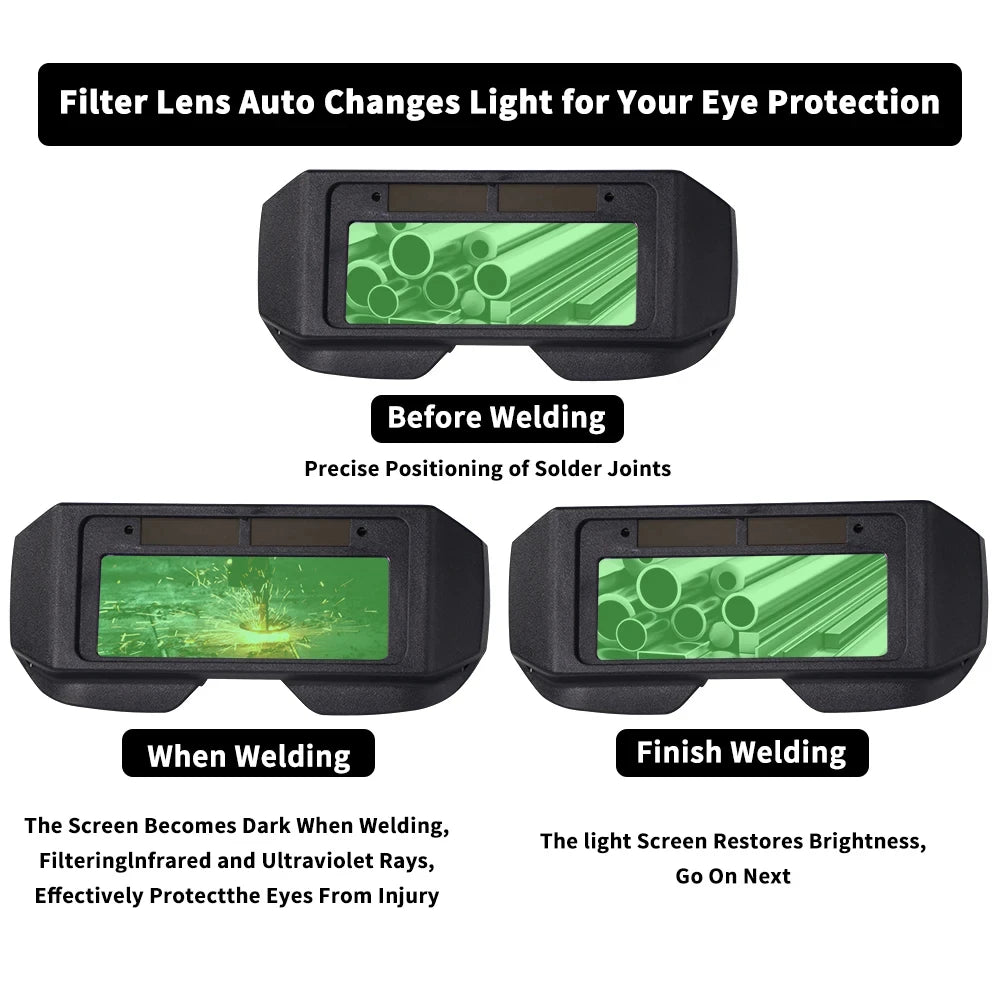 Solar Powered Welding Helmet Auto Darkening Welding Goggles LCD Welder Glasses for TIG MIG MMA Plasma Welder Glasses Pi-Mart