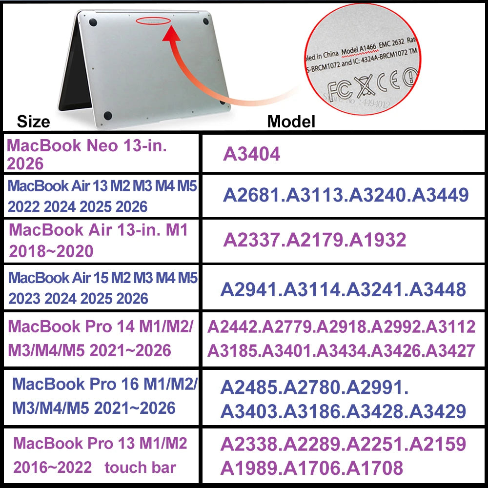 For Macbook Air 13 Case for Laptop accessories Macbook Neo A18 M1 M2 M5 M4 Air 15 Funda Macbook Pro 14 case M3 2026 Pro 16 Cover Pi-Mart