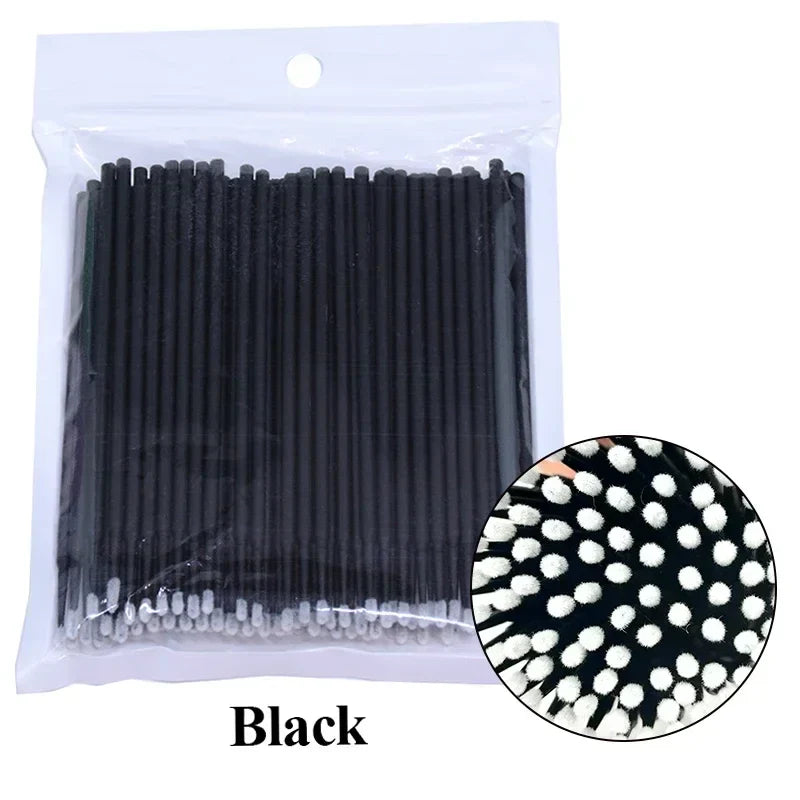 Brush Lash Extension 100Pcs Eyelash Cleaning Micro Cotton Swab Individual Eyelashes Microbrush Beauty Makeup Clean Remover Tools LadyShow.Store