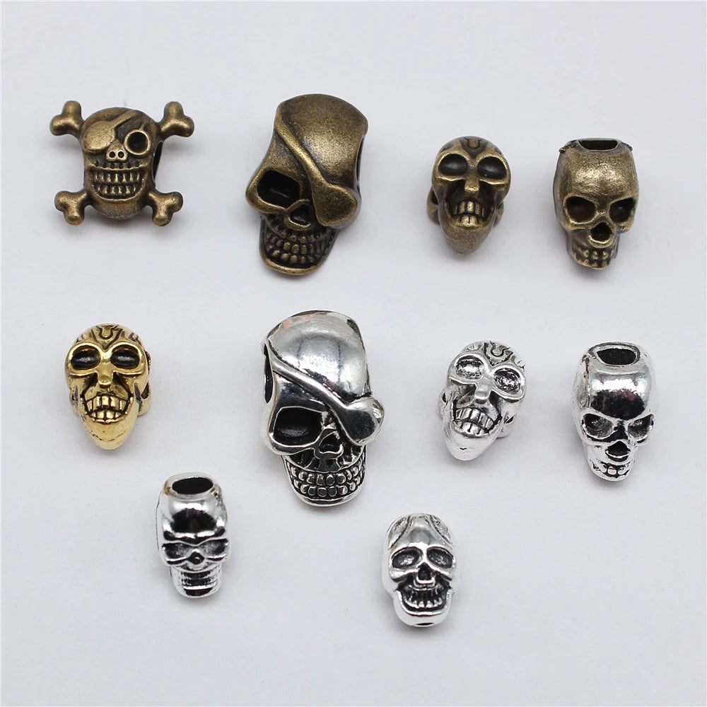 10pcs Skull Beads Beard Loose Beads Spacer Beads Fit Beards Or Hair Decorations Accessories Braid Dreadlock Tube Rings Pi-Mart