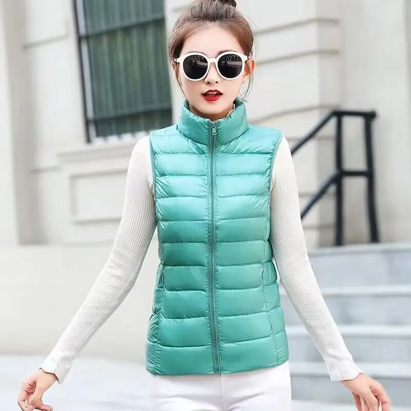 2026 White Duck Down Jacket Women Vest Autumn Winter Sleeveless Waistcoat Warm Lightweight Puffer Jacket Female Tops Outwear LadyShow.Store