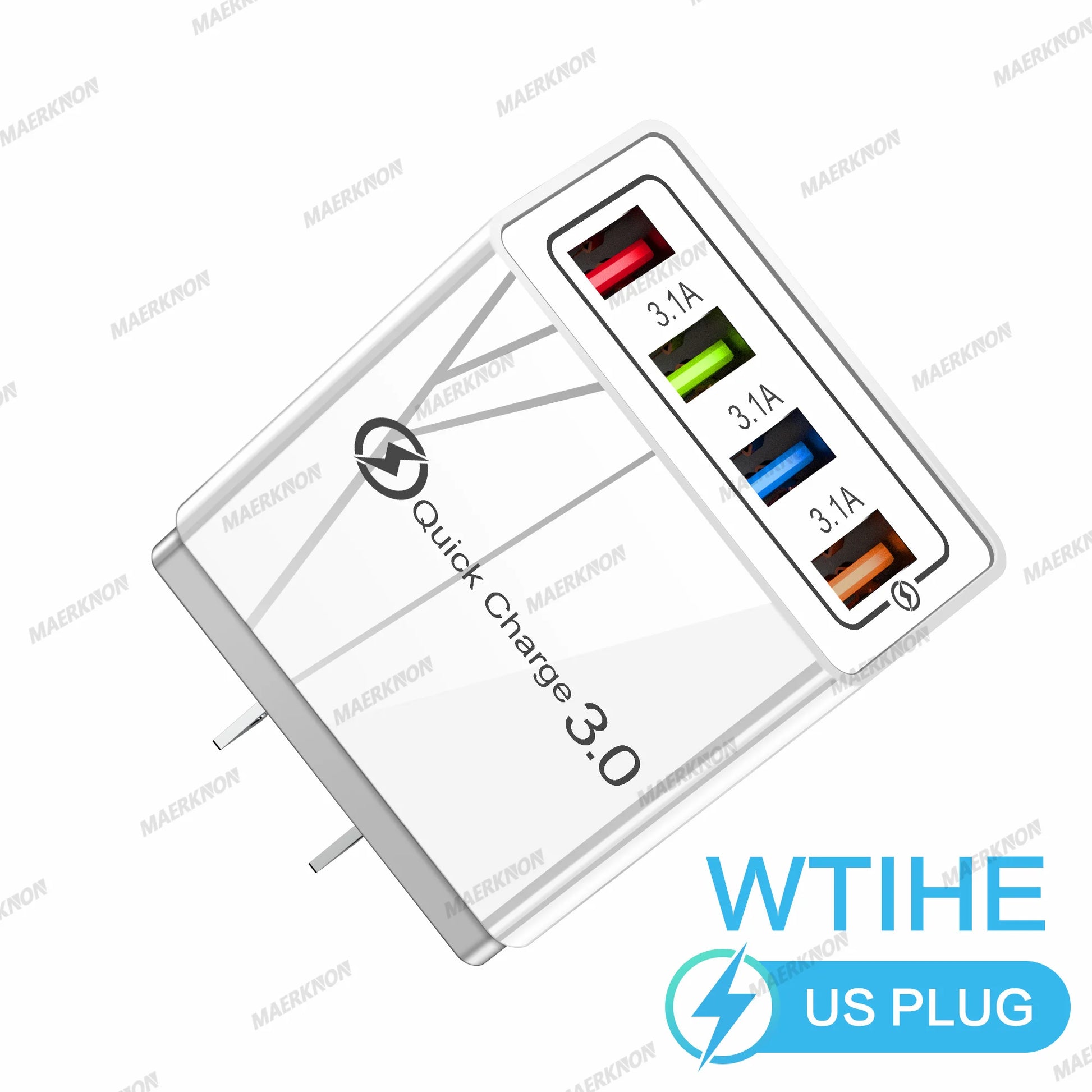 3A USB Charger 4 Ports USB Quick Charge 3.0 EU US Plug For iPhone Samsung Xiaomi Poco Fast Charging Mobile Phone Charger Adapter Pi-Mart