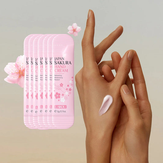 7pcs Collagen Sakura Hand Cream Skin Soften Nourish Care Deep Cracked Repair Beauty Products Girl Moisturizing Hand Skin Tri Light Beauty