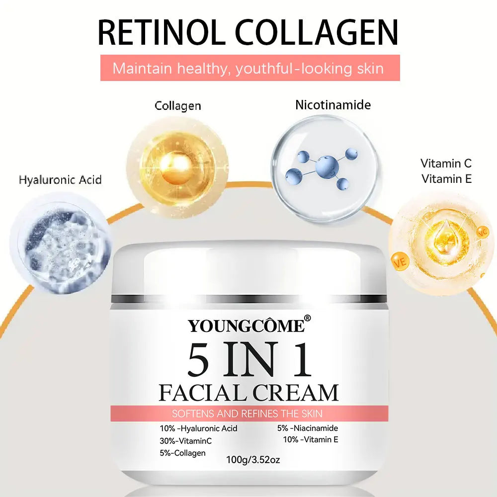 5 In 1 Fade fine lines Firming Face Serum Moisturizing brightning Vitamin C Hyaluronic Acid Facial Serum Shrink Pores Skin Care Pi-Mart