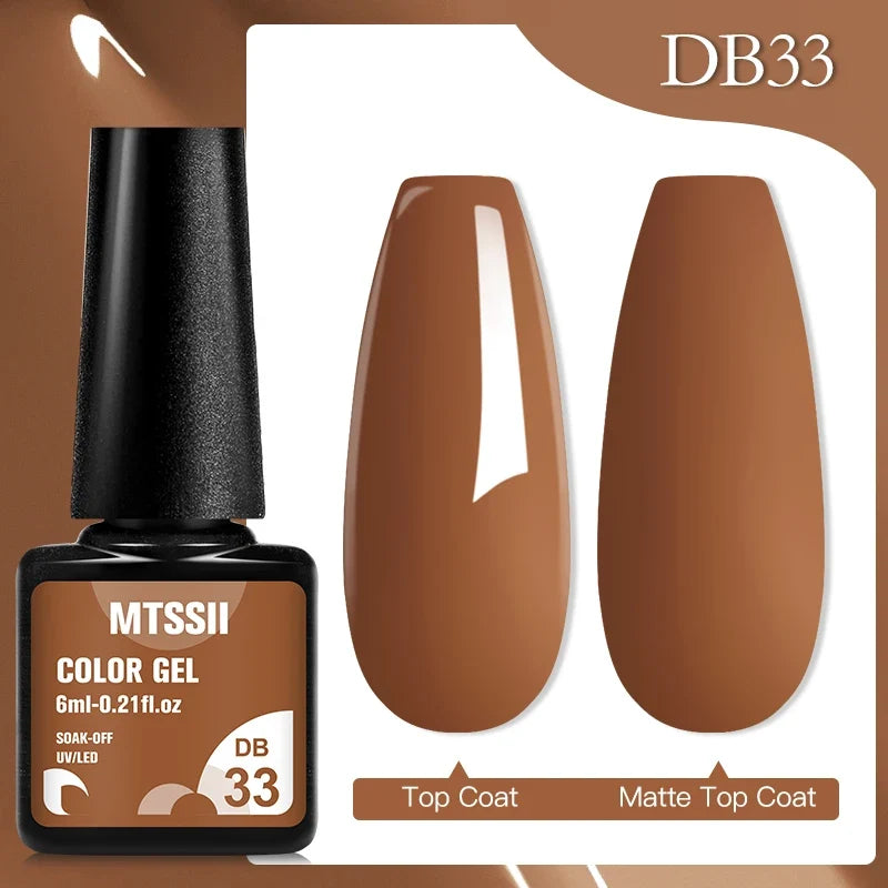 Mtssii 6ML Chocolate Color Gel Nail Polish Brown Semi Permanent UV Gel Autumn Winter Popular Soak Off Nail Art Gel Varnishes Tri Light Beauty