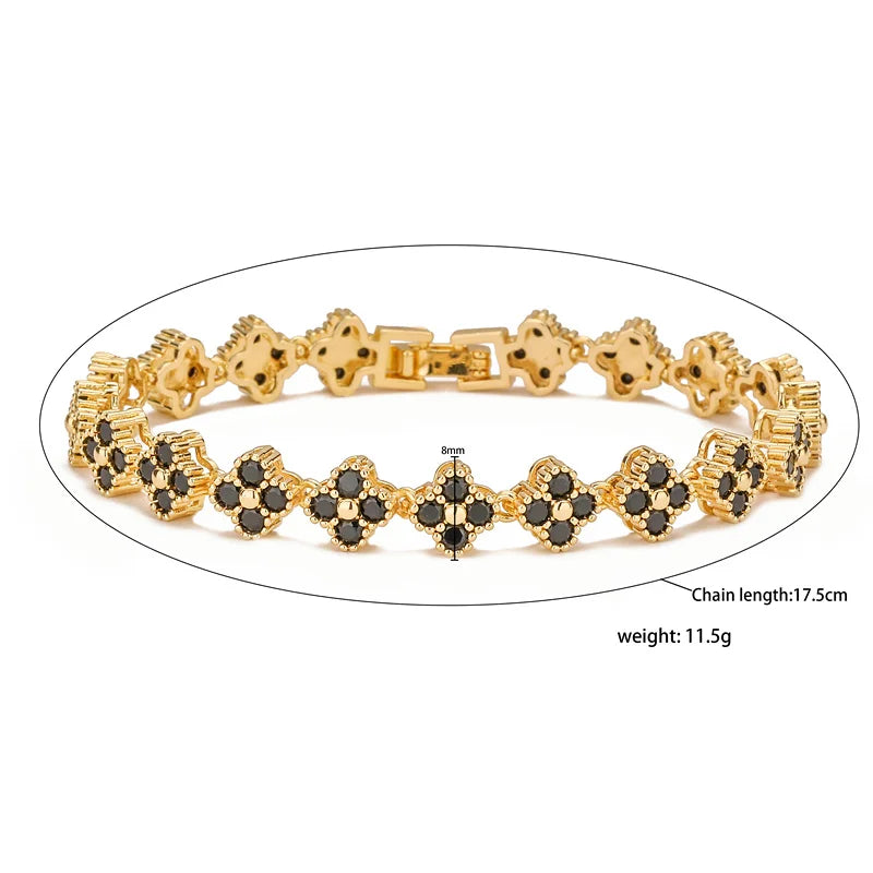 HECHENG,AAAAA Brass 18K gold-plated Flower Necklace Bracelet Jewelry Set ，for Christmas gift for women and best friend Pi-Mart