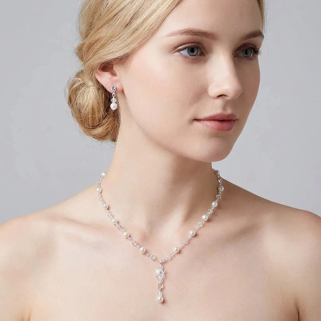 Women's Necklace Earrings Set Zircon Dangle Earrings Set Exquisite Wedding Party Jewelry Set for Anniversary Mother's Day Gift Pi-Mart