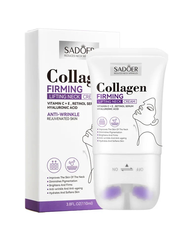 SADOER Collagen Firming Neck Cream Lifting Moisturizing Brightening Message Roller Neck Beauty Cream Necks Skin Care Products Tri Light Beauty