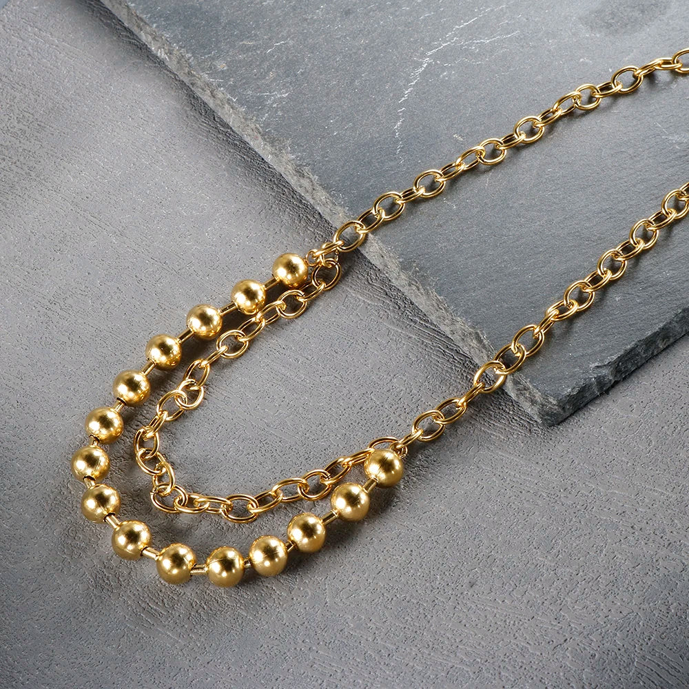 Stainless Steel Creative Steel Ball Chain Necklace Pi-Mart