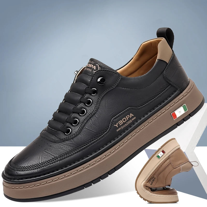 New Large Size 38-48 Leather Men's Sneakers Fashion Casual Men's Platform Sneakers Spring Autumn Designer Board Shoes Man Pi-Mart